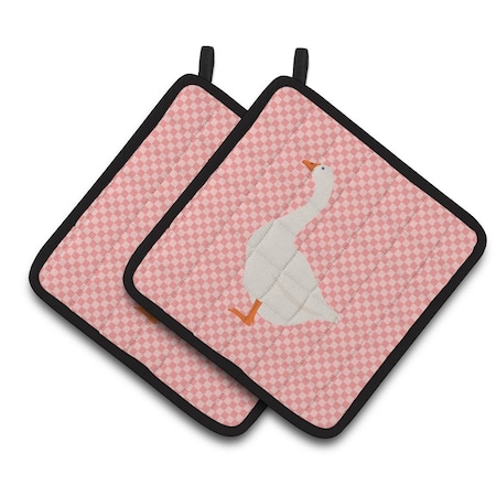 Carolines Treasures Embden Goose Pink Check Pair of Pot Holders BB7892PTHD